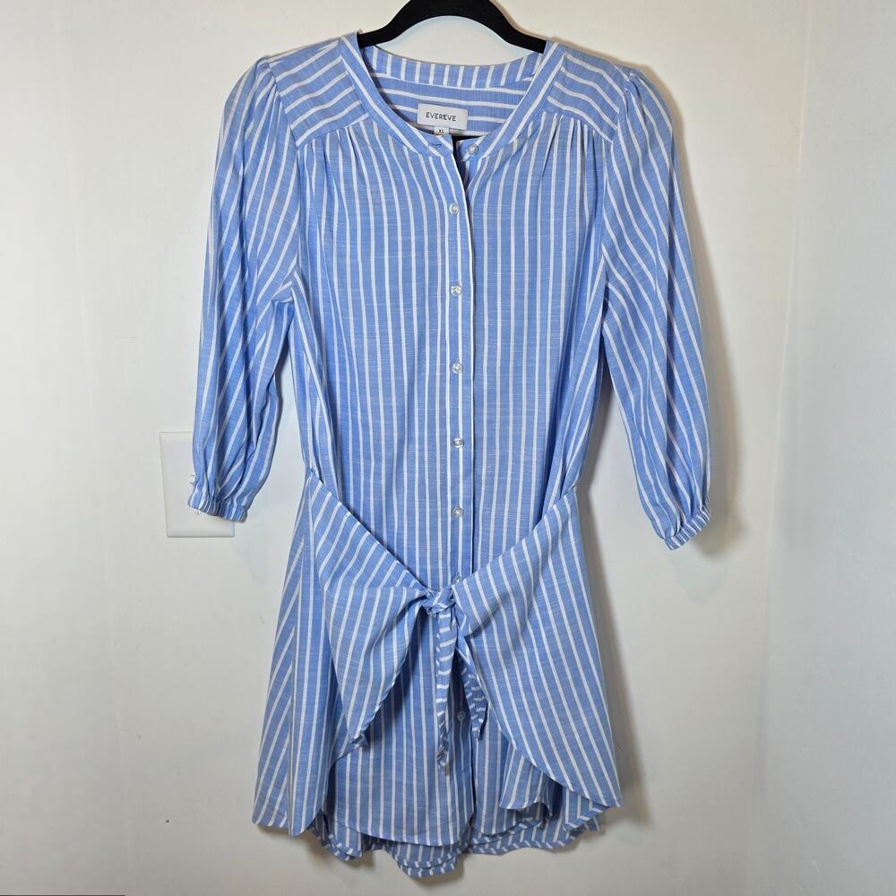 Evereve Maisy Striped Tie Front Shirt Dress Size XS - Picture 2 of 10